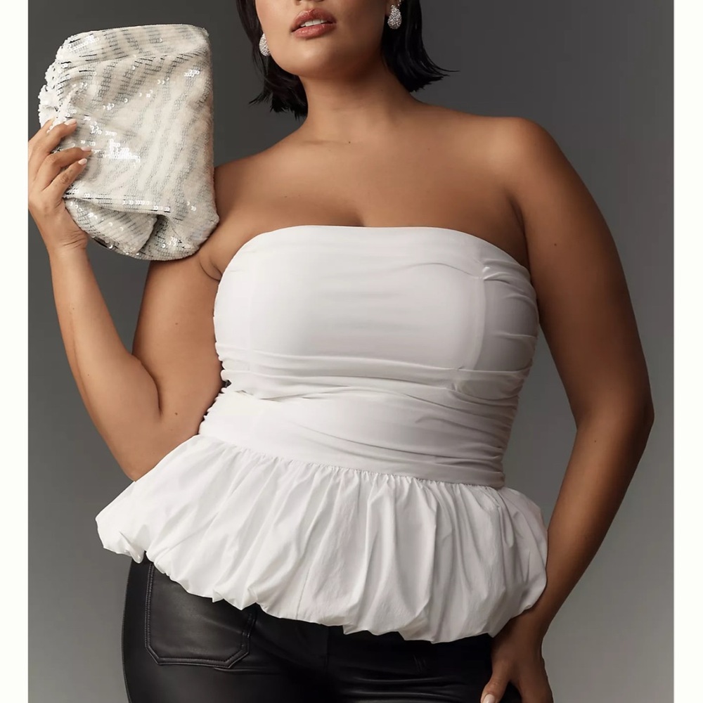 Anthropologie Maeve Strapless Drop-Waist Bubble Top